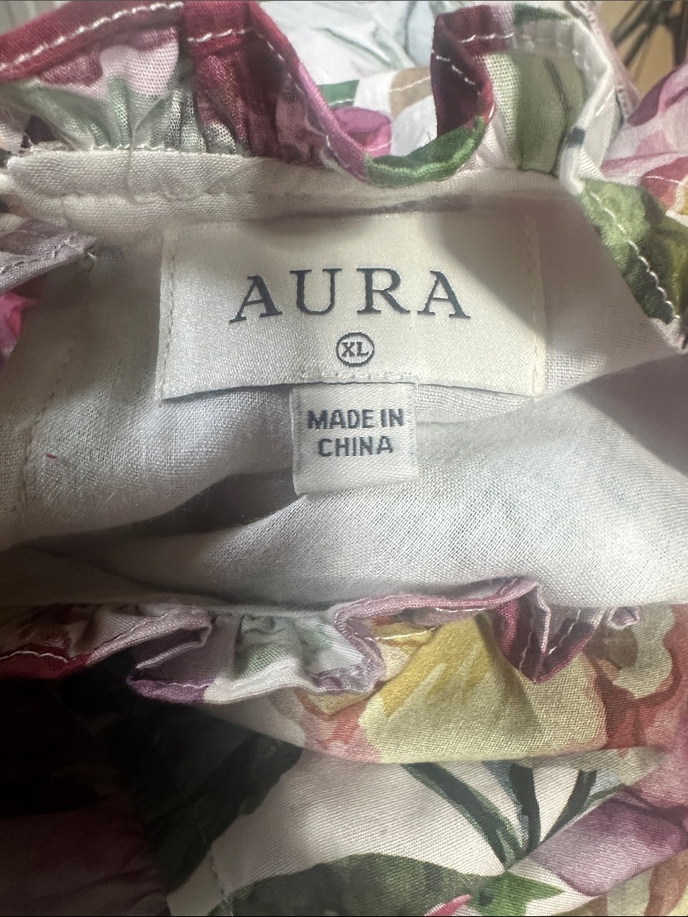 Aura Tiered Floral Print Ruffle Sleeve Dress 100% Cotton Size XL - Picture 8 of 11